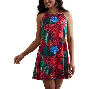 ANYFITTING Summer Dress with Built in Bra Casual Beach Sundress Flowy Halter Mini Short Dresses for Women 2025