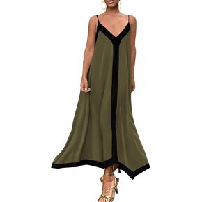 PRETTYGARDEN Women's 2025 Elegant Summer Dress V Neck Spaghetti Strap Flowy Maxi Cocktail Party Dresses