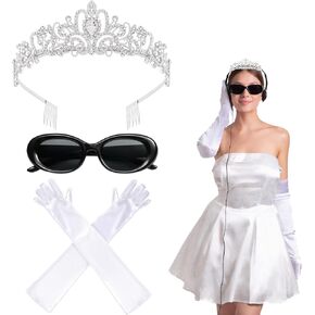 Yezmo Princess Costume Accessories, Princess Mia Accessories for Women Girls with Tiara Crown Sunglasses Gloves for Cosplay