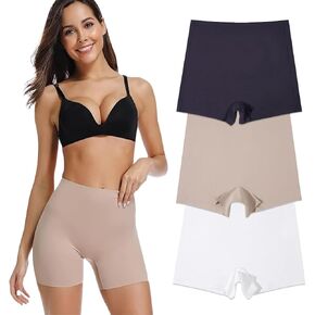 Boy Short Panties for Women | No-Show Invisible Panty Lines | Lightweight 100% Cotton Gusset | 3 Pack