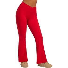 YOAKUKA Flare Yoga Leggings for Women Crossover High Waist Tummy Control Bell Bottom Bootcut Gym Work Pants Casual