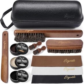 Leather shoe polish&shine kit, travel shoe care kit black&brown&neutral,shoe shine kit for men boots shoe brush kit