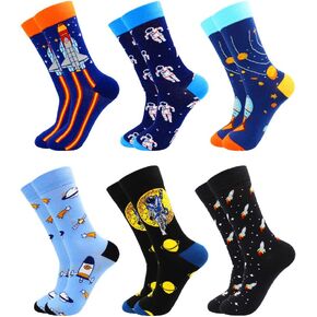 TOEJY Fun Crazy Funny Dress Socks for Men, Cute Novelty Cool Silly Funky Pattern Graphic Calf Cotton Crew Socks Gift