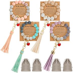 Landical 1/4/6 Set Teacher Appreciation Gift Bulk Wristlet Keychain Bracelet for Women Car Key Chain Thanks Card Giit Bags in Saudi Arabia