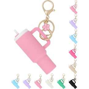 Mini Tumbler Keychain Accessories for Stanley Cup, Cute Keychain Chapstick Holder for Women Backpack Schoolbag Handbag