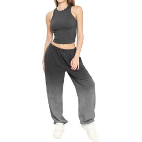 Women's Tank Top & Sweatpants Set - Special Washed Two-Piece Lounge Outfit for Comfort & Style