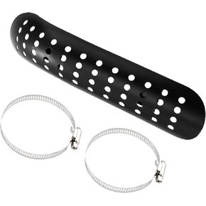 1Set Universal Motorcycle Exhaust Heat Shield Pipe Shield Exhaust Guard Muffler Protector for Harley Curvedwith Holes Black Durable Material