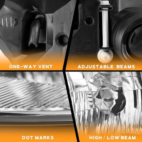 Headlights Compatible with 2000-2004 Ford Focus, Headlight Assembly Replacement for 00 2001 2002 2003 04 Ford Focus Headlamp Chrome Housing Clear Reflector Left+Right Side in Kuwait