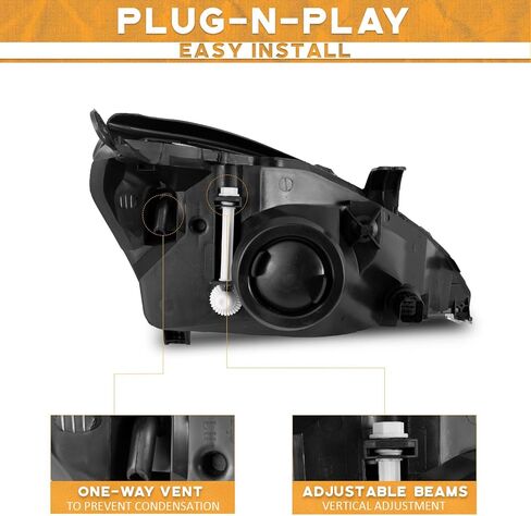 Headlights Compatible with 2000-2004 Ford Focus, Headlight Assembly Replacement for 00 2001 2002 2003 04 Ford Focus Headlamp Chrome Housing Clear Reflector Left+Right Side in Kuwait