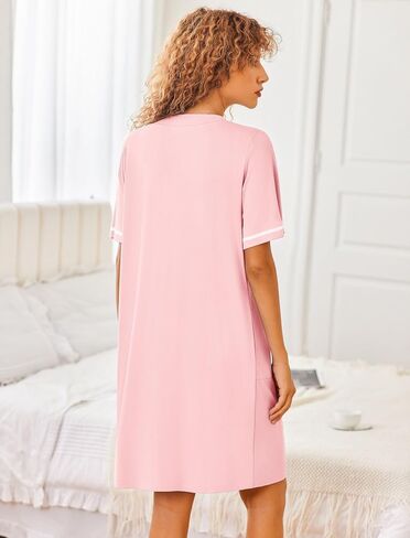 Ekouaer Women Zipper Robes Short Sleeves Housecoat Lightweight Bathrobes Zip Up Robe Casual Nightgown with Pockets S-2XL in Saudi Arabia