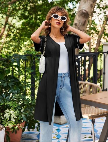 Ekouaer Women Zipper Robes Short Sleeves Housecoat Lightweight Bathrobes Zip Up Robe Casual Nightgown with Pockets S-2XL in Saudi Arabia