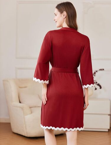 Ekouaer Robes for Women Knee Length Lightweight Bathrobe Short Kimono Robe with Pockets Sleepwear Loungewear S-XXL in Saudi Arabia