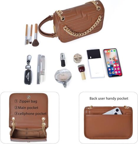 Crossbody Bags for Women,Vegan Leather Purses for Women,Small Shoulder Handbags with Chain Strap in Saudi Arabia