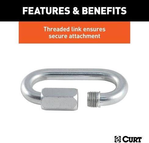 CURT 82932 Threaded Quick Link Trailer Safety Chain Hook Carabiner Clip, 1/2-Inch Diameter, 16,500 lbs Break Strength in Saudi Arabia