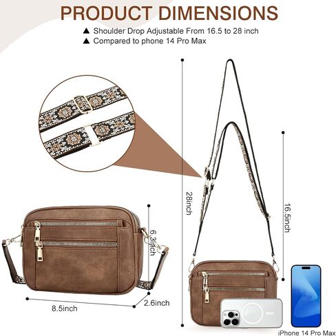 YDSIII Small Crossbody Bags for Women, Trendy Vegan Leather Cross Body Bags for Womens with Adjustable Wide Guitar Strap in Saudi Arabia