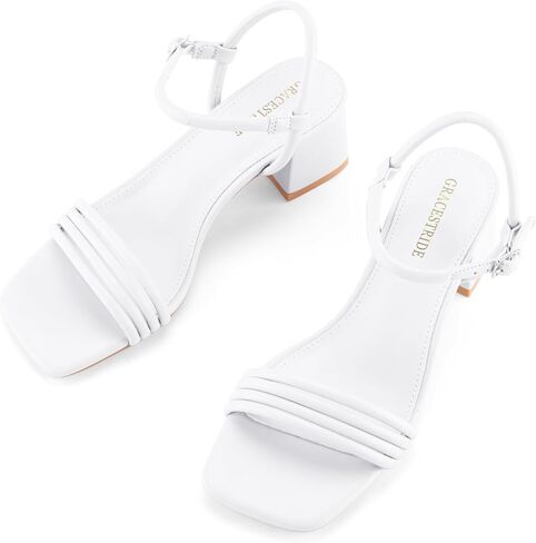 صنادل بكعب دائري بأشرطة للنساء مفتوحة من الأمام وكعب مكتنز وشريط للكاحل وكعب منخفض in Kuwait