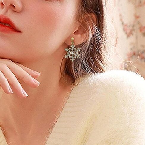 SELOVO Clip on Earrings Not Pierced Snowflake Stud Earrings Enamel Gold Tone in Kuwait