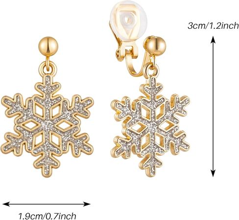 SELOVO Clip on Earrings Not Pierced Snowflake Stud Earrings Enamel Gold Tone in Kuwait