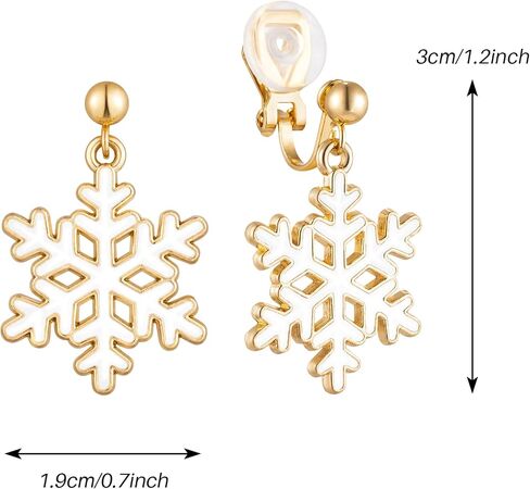 SELOVO Clip on Earrings Not Pierced Snowflake Stud Earrings Enamel Gold Tone in Kuwait