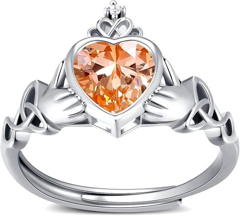 Claddagh خواتم جوهرة على شكل قلب - 925 الفضة الاسترليني قابل للتعديل التقليدية الأيرلندية خاتم الزواج وعد العصابات الخلود، مجوهرات شخصية للنساء الفتيات (مع صندوق هدية) in Saudi Arabia