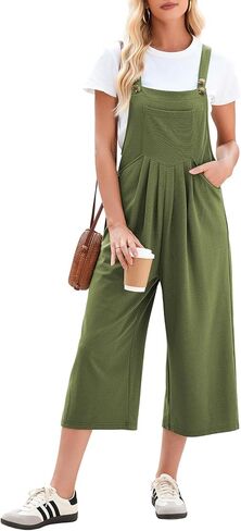Dokotoo Women's Jumpsuits Waffle Knit Overalls Casual Wide Leg Rompers One Piece Sleeveless Summer Boho Loose Fit Pockets in Saudi Arabia
