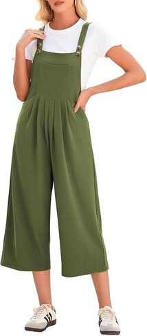 Dokotoo Women's Jumpsuits Waffle Knit Overalls Casual Wide Leg Rompers One Piece Sleeveless Summer Boho Loose Fit Pockets in Saudi Arabia