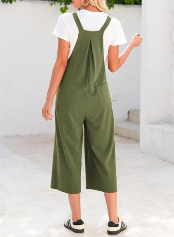 Dokotoo Women's Jumpsuits Waffle Knit Overalls Casual Wide Leg Rompers One Piece Sleeveless Summer Boho Loose Fit Pockets in Saudi Arabia