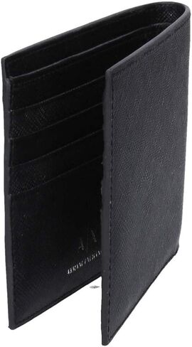محفظة A|X ARMANI EXCHANGE للرجال من Armani Exchange Plate Logo Saffiano Leather Bifold Wallet، أسود، Small US in Saudi Arabia