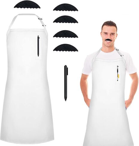 3Pcs Halloween Cosplay Accessory Including White Apron Black Moustache for Adult in Kuwait