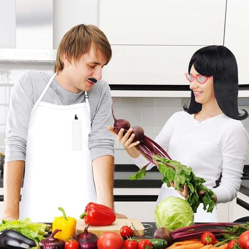 3Pcs Halloween Cosplay Accessory Including White Apron Black Moustache for Adult in Kuwait