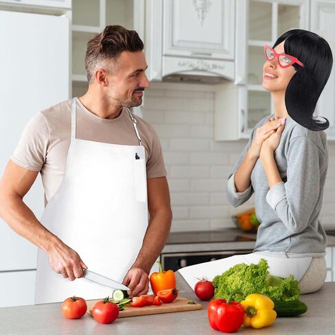 3Pcs Halloween Cosplay Accessory Including White Apron Black Moustache for Adult in Kuwait