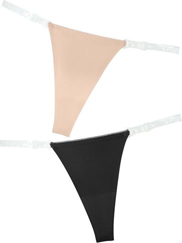 Women Seamless Panties Adjustable G String Thongs Clear Strap Thongs Ice Silk Underwear No Show Briefs 2pcs in Saudi Arabia