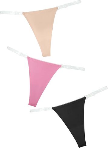 Women Seamless Panties Adjustable G String Thongs Clear Strap Thongs Ice Silk Underwear No Show Briefs 2pcs in Saudi Arabia
