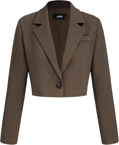 CIDER Womens Blazer Cropped Business Casual Open Front Long Sleeve Suit Work Office Blazer Jacket in Saudi Arabia