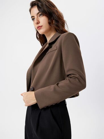 CIDER Womens Blazer Cropped Business Casual Open Front Long Sleeve Suit Work Office Blazer Jacket in Saudi Arabia