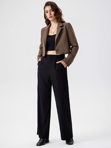 CIDER Womens Blazer Cropped Business Casual Open Front Long Sleeve Suit Work Office Blazer Jacket in Saudi Arabia