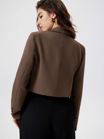 CIDER Womens Blazer Cropped Business Casual Open Front Long Sleeve Suit Work Office Blazer Jacket in Saudi Arabia