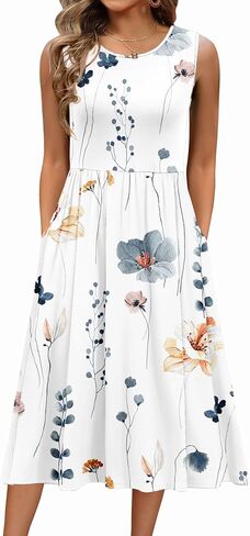 Zeagoo Women's Summer Tank Midi Dress with Pockets Sleeveless A-Line Dress Casual Floral T-Shirt Dress Flowy Beach Sundress in Saudi Arabia