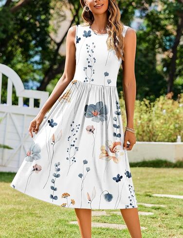 Zeagoo Women's Summer Tank Midi Dress with Pockets Sleeveless A-Line Dress Casual Floral T-Shirt Dress Flowy Beach Sundress in Saudi Arabia