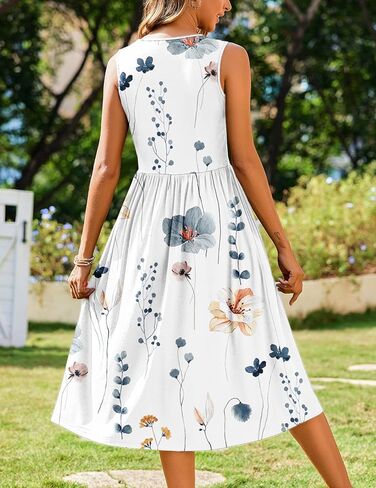 Zeagoo Women's Summer Tank Midi Dress with Pockets Sleeveless A-Line Dress Casual Floral T-Shirt Dress Flowy Beach Sundress in Saudi Arabia