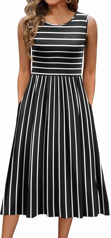 Zeagoo Women's Summer Tank Midi Dress with Pockets Sleeveless A-Line Dress Casual Floral T-Shirt Dress Flowy Beach Sundress in Saudi Arabia