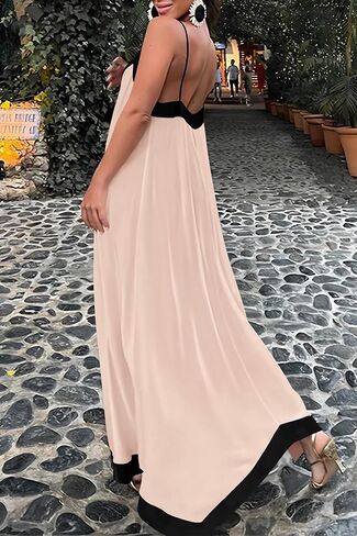 فستان صيفي أنيق للنساء من PRETTYGARDEN لعام 2025، برقبة على شكل V وحزام سباغيتي، فساتين طويلة لحفلات الكوكتيل in Saudi Arabia