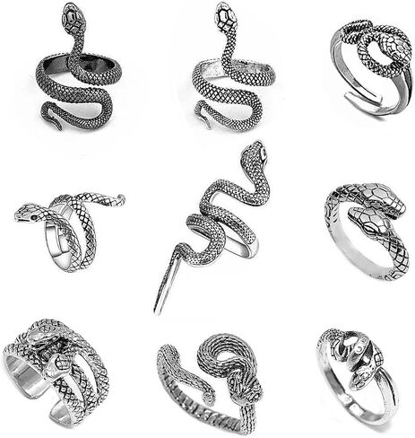 Gleamart Adjustable Vintage Punk Ring Set Stackable Animal Rings Present for Men Women in Kuwait