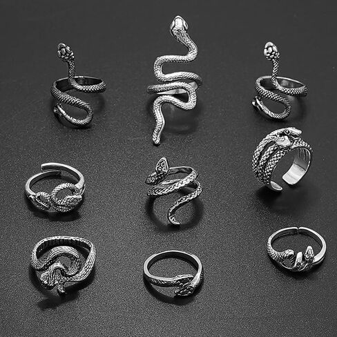Gleamart Adjustable Vintage Punk Ring Set Stackable Animal Rings Present for Men Women in Kuwait