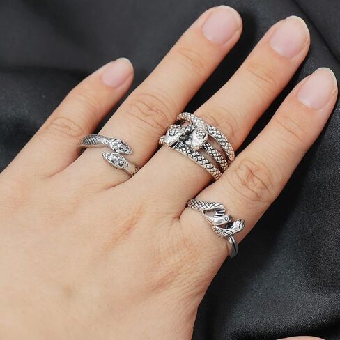 Gleamart Adjustable Vintage Punk Ring Set Stackable Animal Rings Present for Men Women in Kuwait