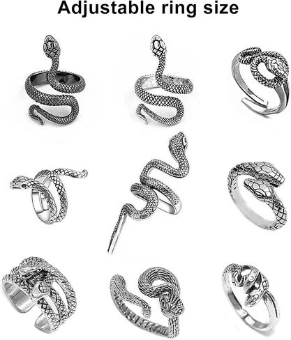 Gleamart Adjustable Vintage Punk Ring Set Stackable Animal Rings Present for Men Women in Kuwait