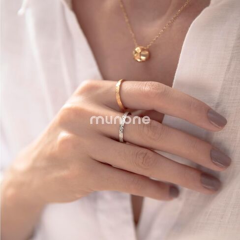2mm Checkered Ring 14K Gold Plated Titanium Stackable Checkerboard Ring Non Tarnish Comfort Band for Women Men in Kuwait
