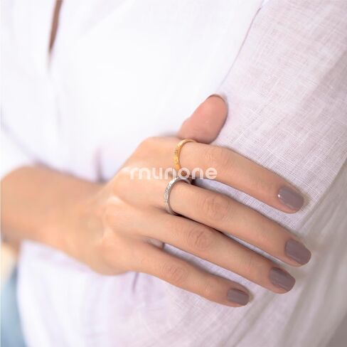 2mm Checkered Ring 14K Gold Plated Titanium Stackable Checkerboard Ring Non Tarnish Comfort Band for Women Men in Kuwait