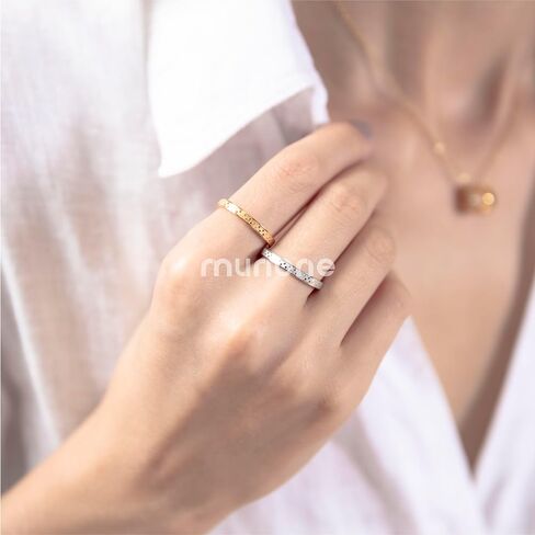 2mm Checkered Ring 14K Gold Plated Titanium Stackable Checkerboard Ring Non Tarnish Comfort Band for Women Men in Kuwait