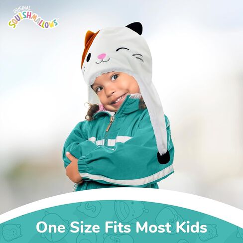 Squishmallows Cam The Cat Beanie Hat, Girls Winter Knit Cap with 3D Ears, Multi, One Size in Saudi Arabia